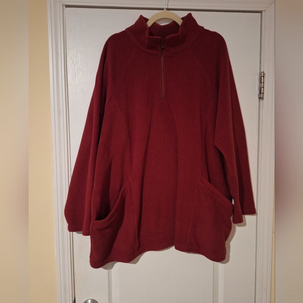 Red Quarter-Zip Pullover with Pockets Womens Avenue 22/24 Fleece‎